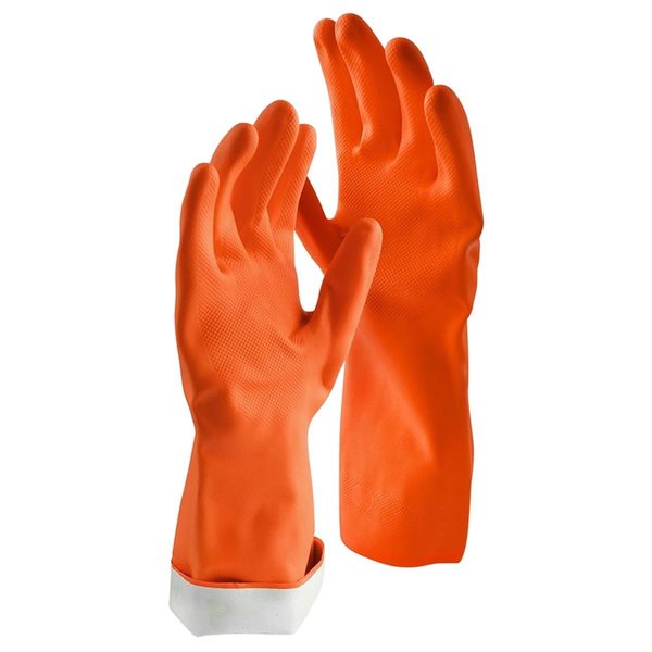 Libman Latex Cleaning Gloves, Orange - Small 6033596